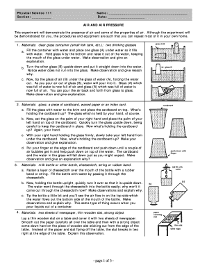 Air and Air Pressure Science Experiment