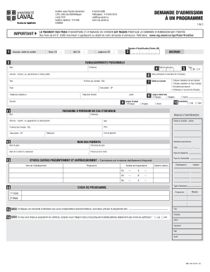 Formulaire de demande d’admission