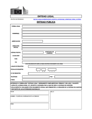 Formulario de Entidad Legal