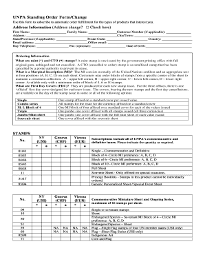 UNPA Standing Order Form