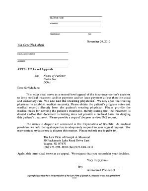 Second Level Appeal Letter