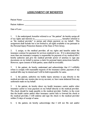 Assignment of Benefits Form