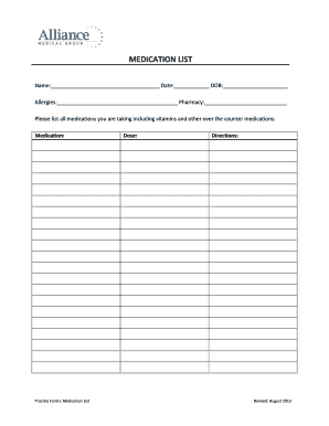 Medication List Form