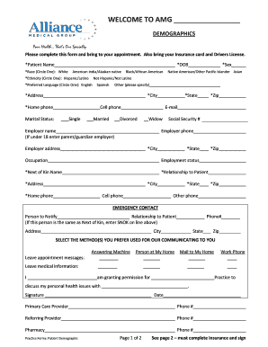 Patient Demographic Form