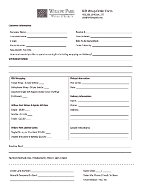 Gift Wrap Order Form