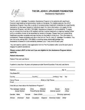 Dr. John E. Upledger Foundation Assistance Application