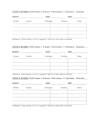 Office Hours Schedule Template