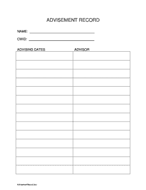 Advisement Record Form