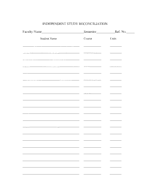 Independent Study Reconciliation Form