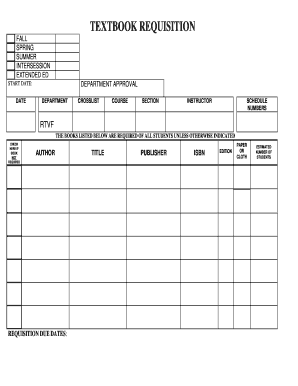 Textbook Requisition Form