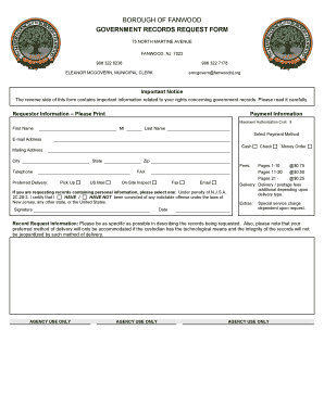 New Jersey Government Records Request Form