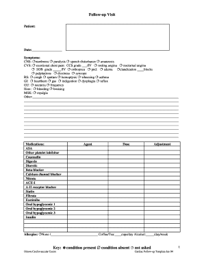 Cardiac Follow-up Visit Form