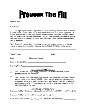 School Flu Vaccination Consent Form
