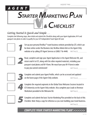 Marketing plan template download - BAGENTb PIN bAGENTb STARTER MARKETING PLAN CHECKLIST