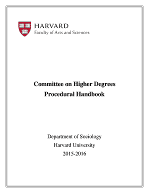 Thesis format example - Committee on Higher Degrees Procedural Handbook Department of Sociology Harvard University 20152016 THE COMMITTEE ON HIGHER DEGREES This Handbook provides information on the Department of Sociologys graduate degree requirements, and the - -