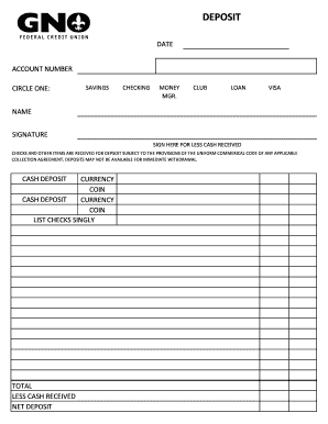 Bank Deposit Slip