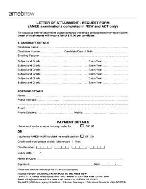 Letter of Attainment Request Form