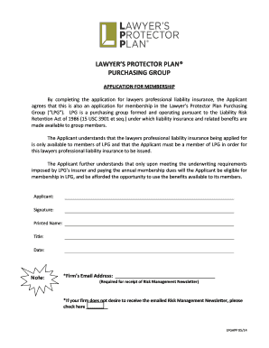 Lawyer's Protector Plan Membership Application