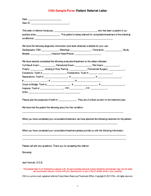 Patient Referral Letter Template