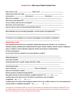 After-hours Patient Contact Form
