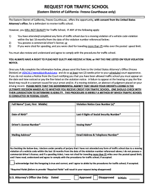 Request for Traffic School