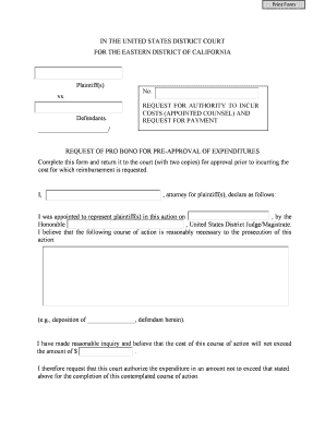 Request for Authority to Incur Costs