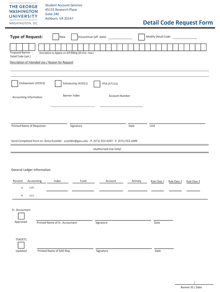 Fillable Online saig gwu detail code.pdf Fax Email Print pdfFiller