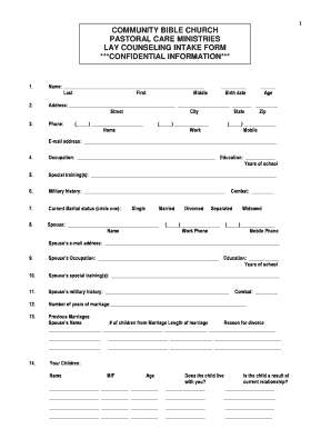 Lay Counseling Intake Form