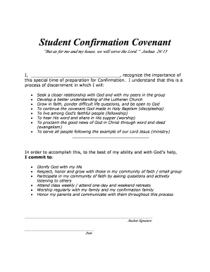 Confirmation Student Covenant - Advent Lutheran Church - adventmentor