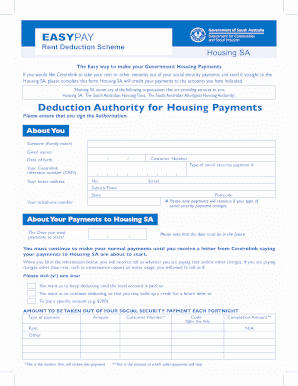 Rent Deduction Scheme Form