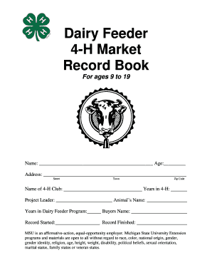 4-H Dairy Feeder Record Book