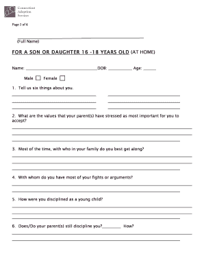 Adoption Application for Teenager