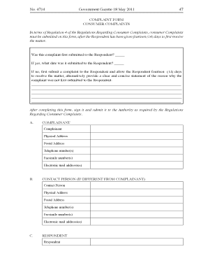 Consumer Complaint Form