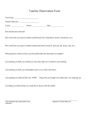Teacher Observation Form