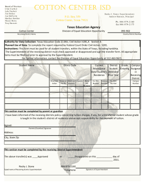 Texas Student Transfer Form