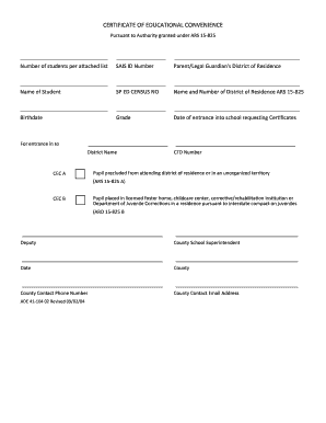 Certificate of Educational Convenience
