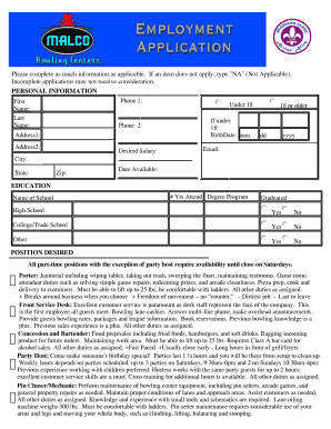 Employment Application Form