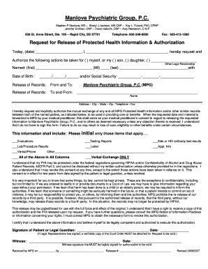 Request for Release of Protected Health Information Authorization