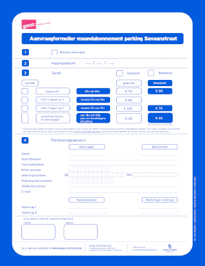 Aanvraagformulier maandabonnement parking