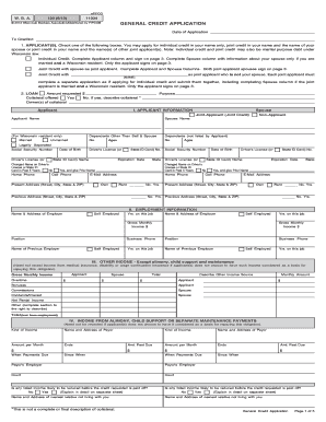 Wisconsin General Credit Application