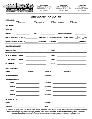General Credit Application