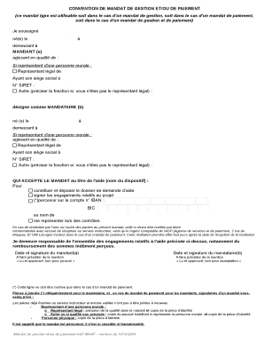 Convention de mandat de gestion et/ou de paiement