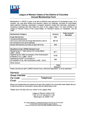 League of Women Voters DC Membership Form
