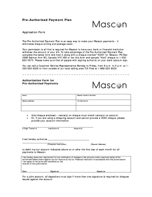 PreAuthorized Payment Plan - mascon