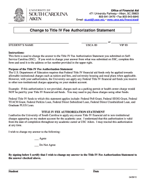 Title IV Fee Authorization Statement