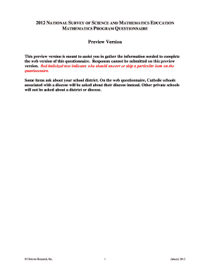 2012 National Survey of Science and Mathematics Education