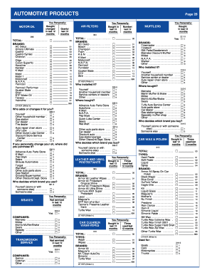 Automotive Products Survey Form