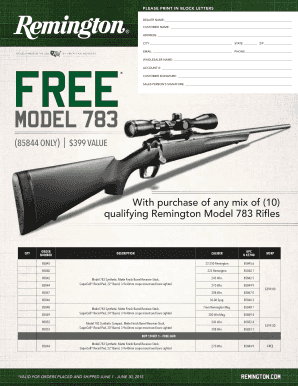 Remington Model 783 Rifle Purchase Order Form