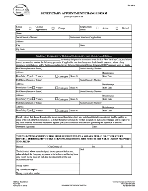 Richmond Retirement System Beneficiary Appointment Form