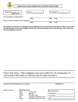 Grievance Non-Compliance Notification Form